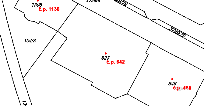 Břeclav 642 na parcele st. 923 v KÚ Břeclav, Katastrální mapa