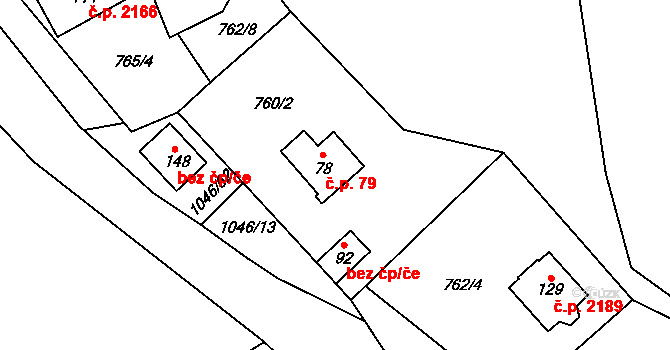 Hrušková 79, Sokolov na parcele st. 78 v KÚ Hrušková, Katastrální mapa