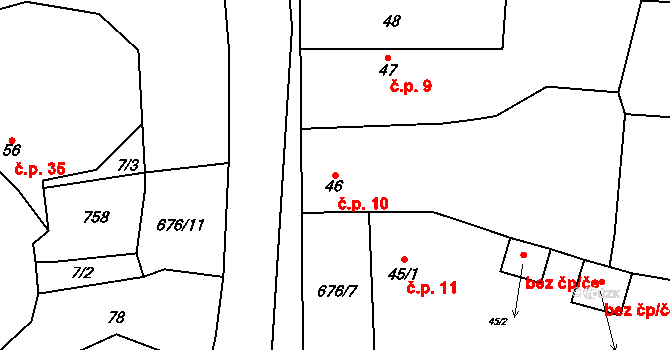 Limuzy 10, Tismice na parcele st. 46 v KÚ Limuzy, Katastrální mapa