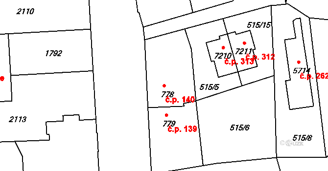 Mladá Boleslav IV 140, Mladá Boleslav na parcele st. 778 v KÚ Mladá Boleslav, Katastrální mapa