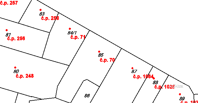 Smíchov 70, Praha na parcele st. 85 v KÚ Smíchov, Katastrální mapa