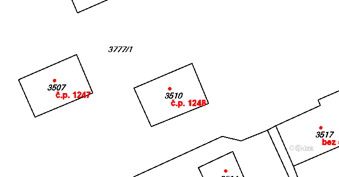 Jirkov 1248 na parcele st. 3510 v KÚ Jirkov, Katastrální mapa
