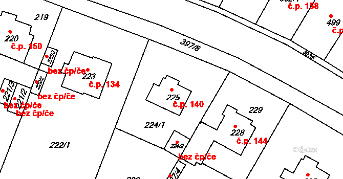 Pražské Předměstí 140, Bílina na parcele st. 225 v KÚ Bílina, Katastrální mapa