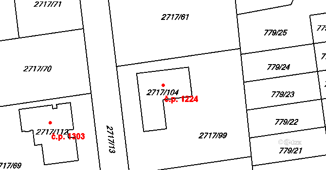 Kylešovice 1224, Opava na parcele st. 2717/104 v KÚ Kylešovice, Katastrální mapa