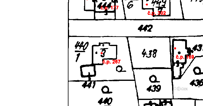 Druztová 267 na parcele st. 440/3 v KÚ Druztová, Katastrální mapa