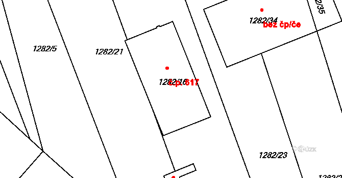 Batelov 617 na parcele st. 1282/16 v KÚ Batelov, Katastrální mapa