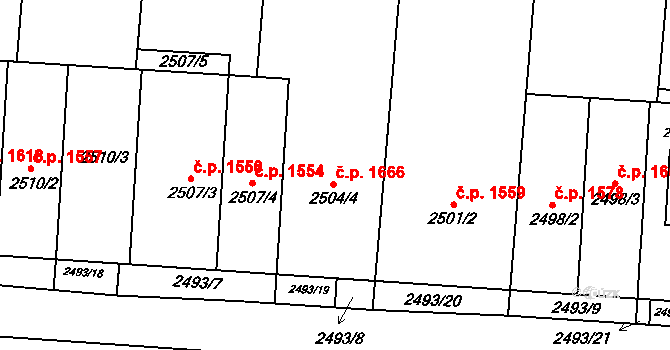 Vracov 1666 na parcele st. 2504/4 v KÚ Vracov, Katastrální mapa