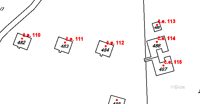 Jívová 112 na parcele st. 484 v KÚ Jívová, Katastrální mapa