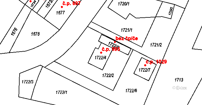 Vítkov 995 na parcele st. 1722/4 v KÚ Vítkov, Katastrální mapa