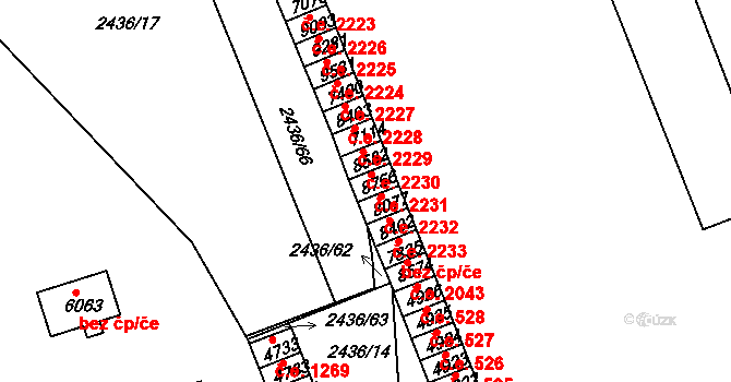 Hodonín 2231 na parcele st. 8756 v KÚ Hodonín, Katastrální mapa
