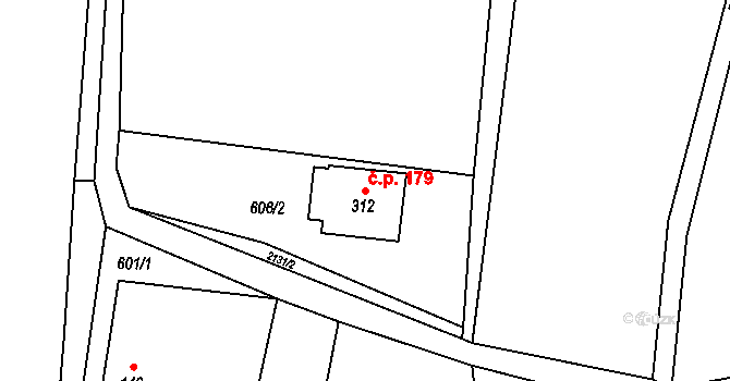 Nový Rychnov 179 na parcele st. 312 v KÚ Nový Rychnov, Katastrální mapa
