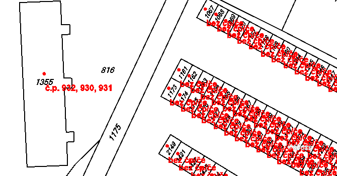 Červený Kostelec 40066843 na parcele st. 1173 v KÚ Červený Kostelec, Katastrální mapa
