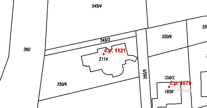 Malenovice 1121, Zlín na parcele st. 2114 v KÚ Malenovice u Zlína, Katastrální mapa