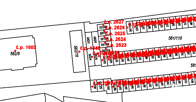Bludovice 2629, Havířov na parcele st. 582/5 v KÚ Bludovice, Katastrální mapa