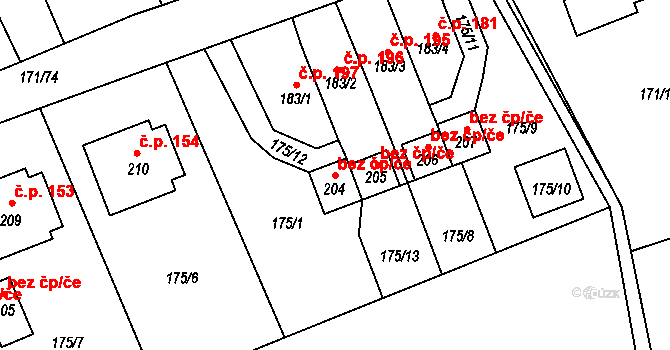 Chromeč 44904843 na parcele st. 204 v KÚ Chromeč, Katastrální mapa
