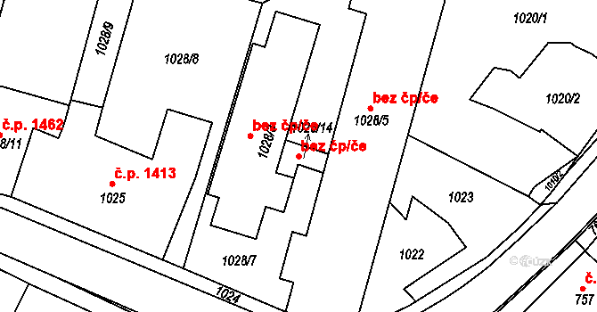 Brumov-Bylnice 49388843 na parcele st. 1028/14 v KÚ Brumov, Katastrální mapa
