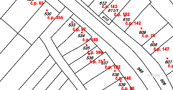Otnice 356 na parcele st. 535 v KÚ Otnice, Katastrální mapa