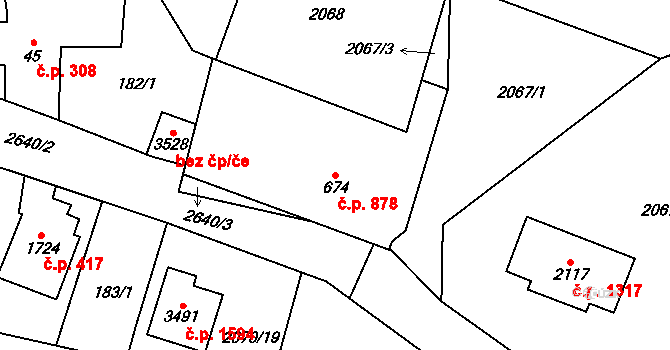 Hlinsko 878 na parcele st. 674 v KÚ Hlinsko v Čechách, Katastrální mapa