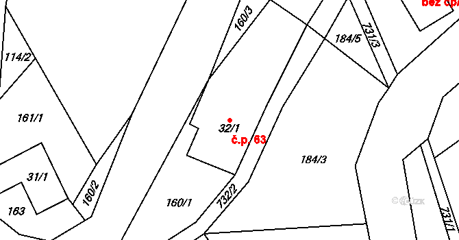 Dolní Hedeč 63, Králíky na parcele st. 32/1 v KÚ Dolní Hedeč, Katastrální mapa