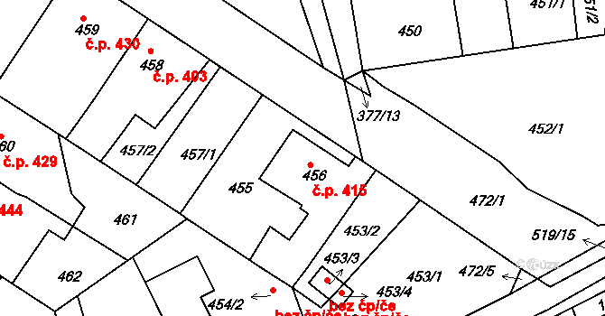 Třemošná 415 na parcele st. 456 v KÚ Třemošná, Katastrální mapa