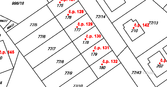 Rynárec 130 na parcele st. 178 v KÚ Rynárec, Katastrální mapa