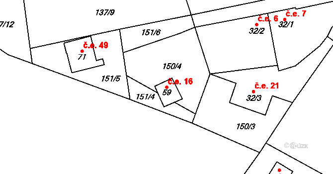 Broumova Lhota 16, Krásná Hora na parcele st. 59 v KÚ Broumova Lhota, Katastrální mapa