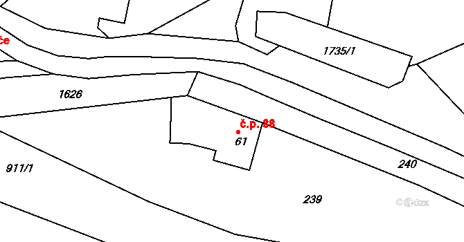 Ohnišov 88 na parcele st. 61 v KÚ Ohnišov, Katastrální mapa