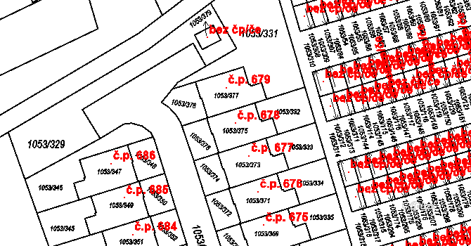 Liberec XI-Růžodol I 678, Liberec na parcele st. 1053/375 v KÚ Růžodol I, Katastrální mapa