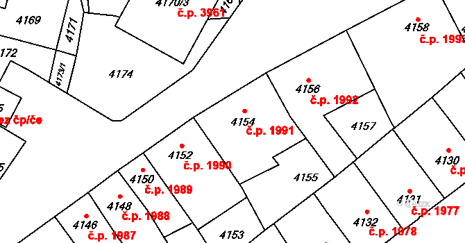 Jihlava 1991 na parcele st. 4154 v KÚ Jihlava, Katastrální mapa