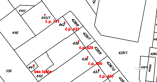 Vnorovy 426 na parcele st. 439 v KÚ Vnorovy, Katastrální mapa