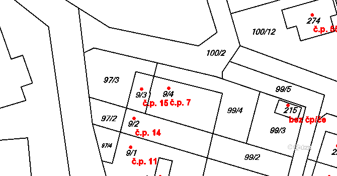Racek 7, Chlístov na parcele st. 9/4 v KÚ Chlístov u Benešova, Katastrální mapa