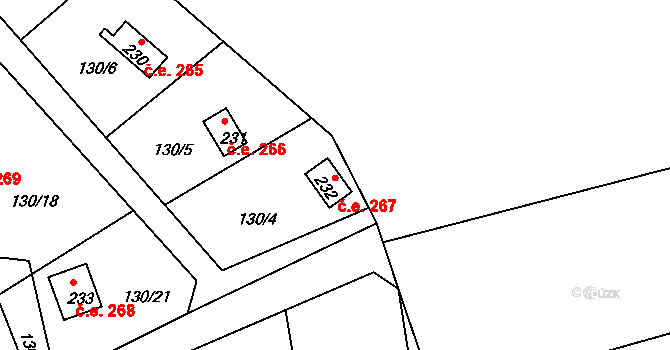 Třebsín 267, Krňany na parcele st. 232 v KÚ Třebsín, Katastrální mapa