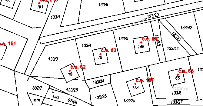 Voltýřov 63, Klučenice na parcele st. 79 v KÚ Voltýřov, Katastrální mapa