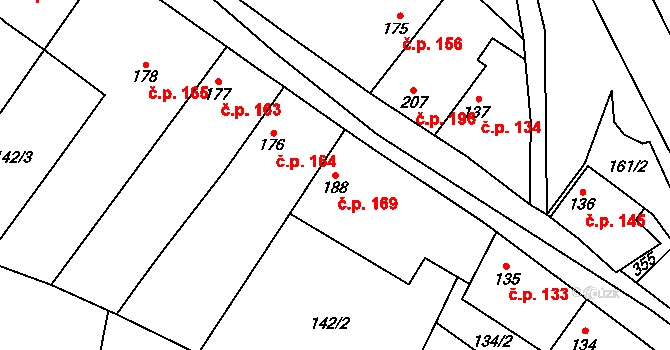 Bechlín 169 na parcele st. 188 v KÚ Bechlín, Katastrální mapa