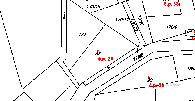 Stéblovice 21, Sobotka na parcele st. 83 v KÚ Stéblovice, Katastrální mapa