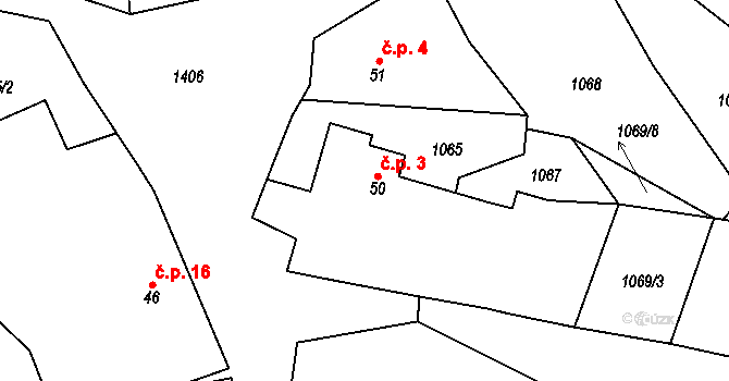 Pikov 3, Borotín na parcele st. 50 v KÚ Pikov, Katastrální mapa