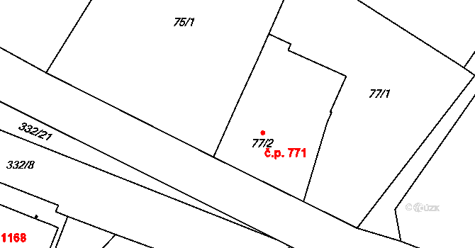 Popovice 771, Jaroměřice nad Rokytnou na parcele st. 77/2 v KÚ Popovice nad Rokytnou, Katastrální mapa