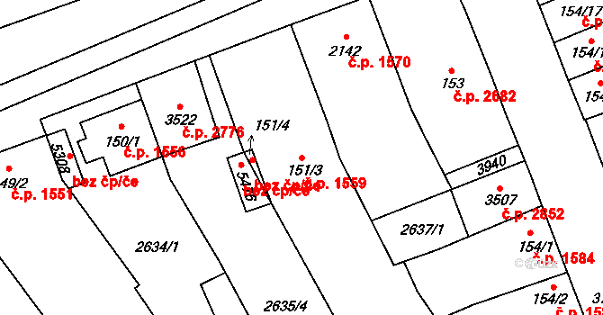 Břeclav 1559 na parcele st. 151/3 v KÚ Břeclav, Katastrální mapa