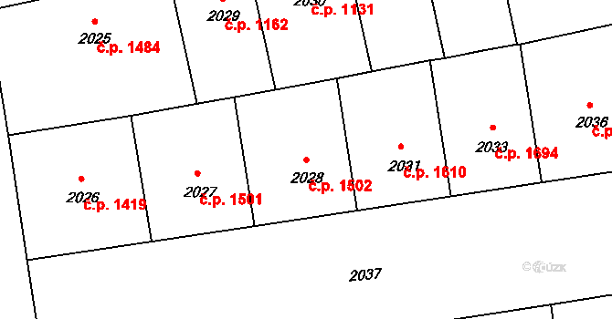 Žižkov 1502, Praha na parcele st. 2028 v KÚ Žižkov, Katastrální mapa