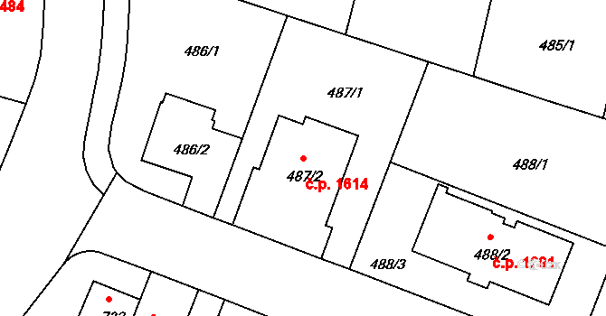 Braník 1614, Praha na parcele st. 487/2 v KÚ Braník, Katastrální mapa