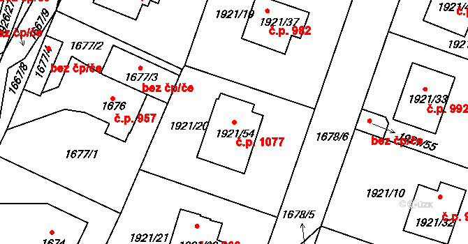 Sedlčany 1077 na parcele st. 1921/54 v KÚ Sedlčany, Katastrální mapa