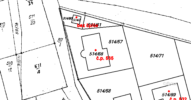 Dobšice 535 na parcele st. 514/68 v KÚ Dobšice u Znojma, Katastrální mapa
