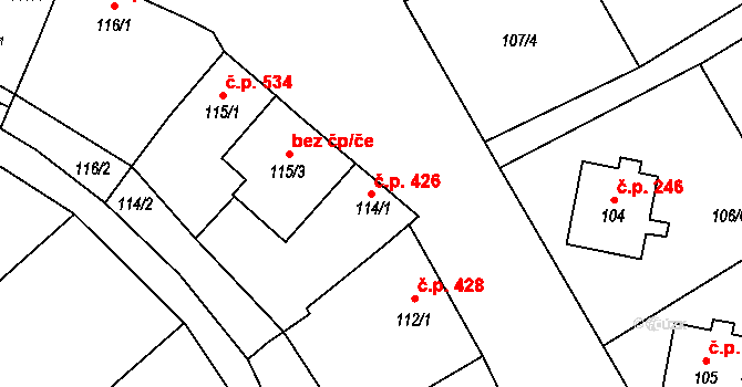 Lednice 426 na parcele st. 114/1 v KÚ Lednice na Moravě, Katastrální mapa