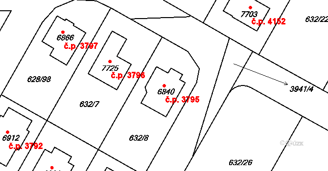 Havlíčkův Brod 3795 na parcele st. 6840 v KÚ Havlíčkův Brod, Katastrální mapa