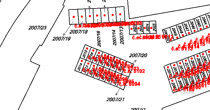 Kadaň 5105 na parcele st. 2018 v KÚ Kadaň, Katastrální mapa