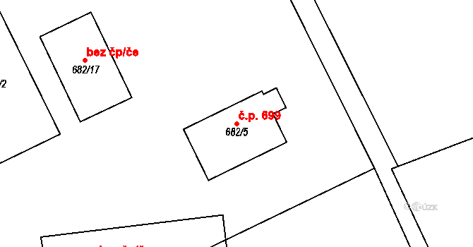 Krmelín 699 na parcele st. 682/5 v KÚ Krmelín, Katastrální mapa