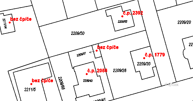 Opava 38091844 na parcele st. 2209/67 v KÚ Opava-Předměstí, Katastrální mapa