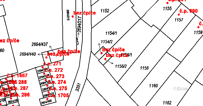 Pelhřimov 39254844 na parcele st. 1154/2 v KÚ Pelhřimov, Katastrální mapa