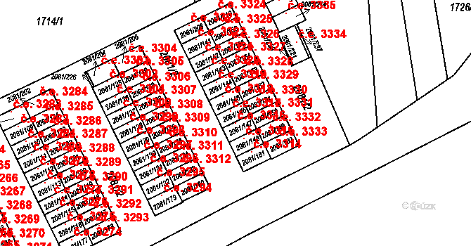 Prostřední Suchá 3316, Havířov na parcele st. 2081/147 v KÚ Prostřední Suchá, Katastrální mapa