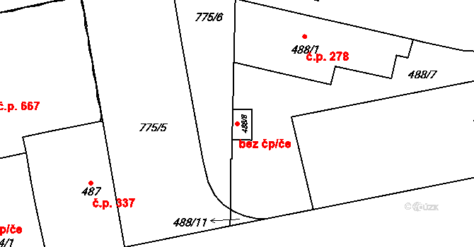 Praha 42042844 na parcele st. 488/8 v KÚ Karlín, Katastrální mapa